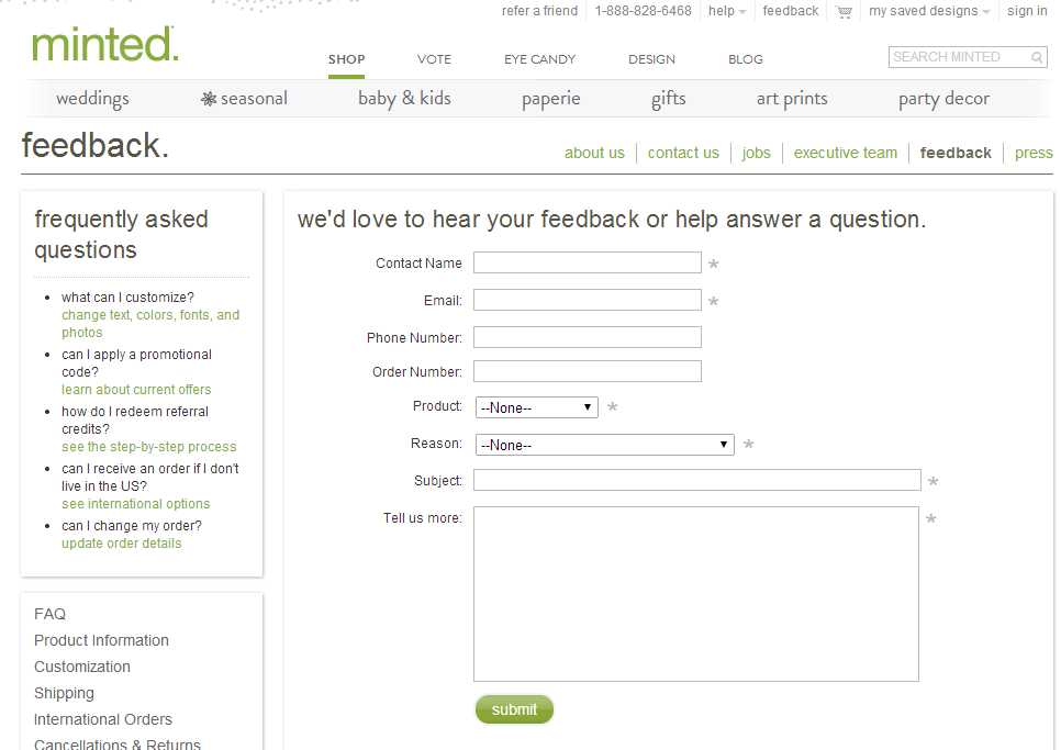 customer feedback forms examples