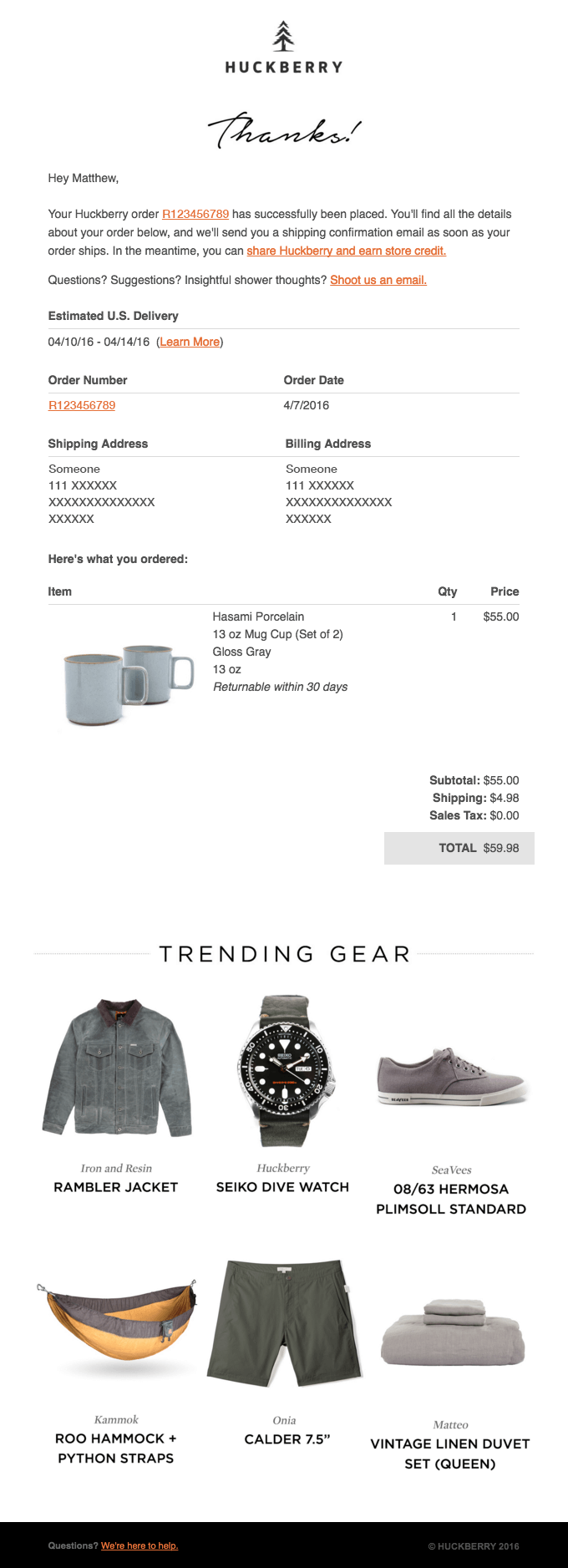 confirmation email templates