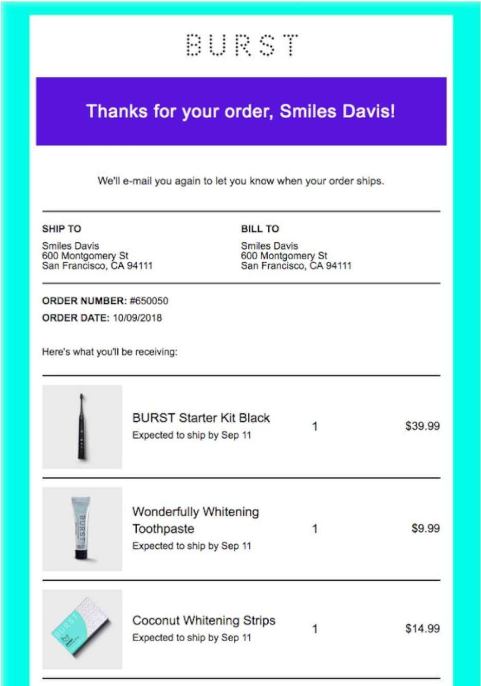 confirmation-email-burst Confirmation email example from Burst