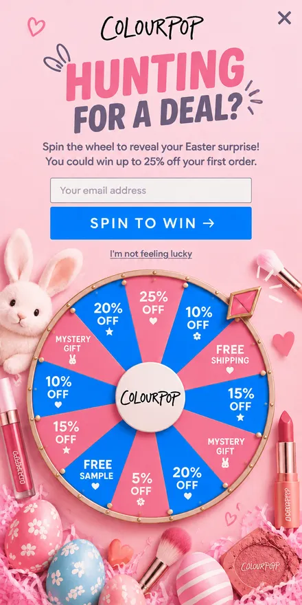 Spin-to-win popup on a phone