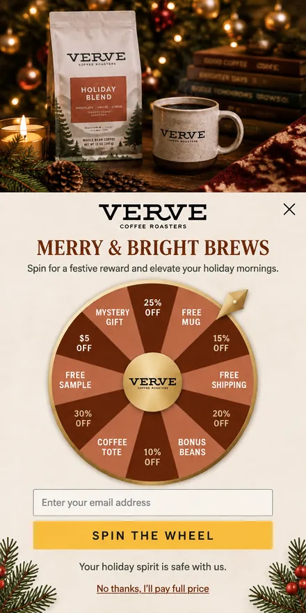 Christmas popup on a phone