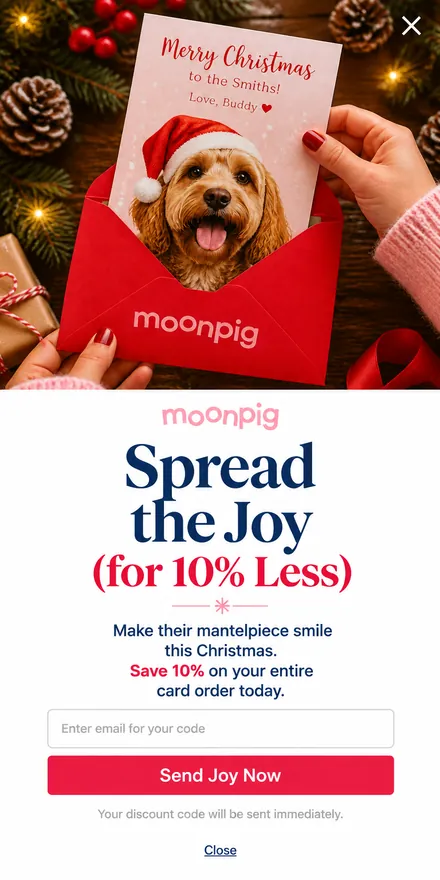 Christmas popup on a phone