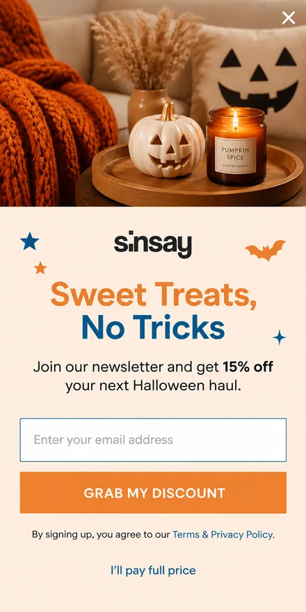 Halloween popup on a phone