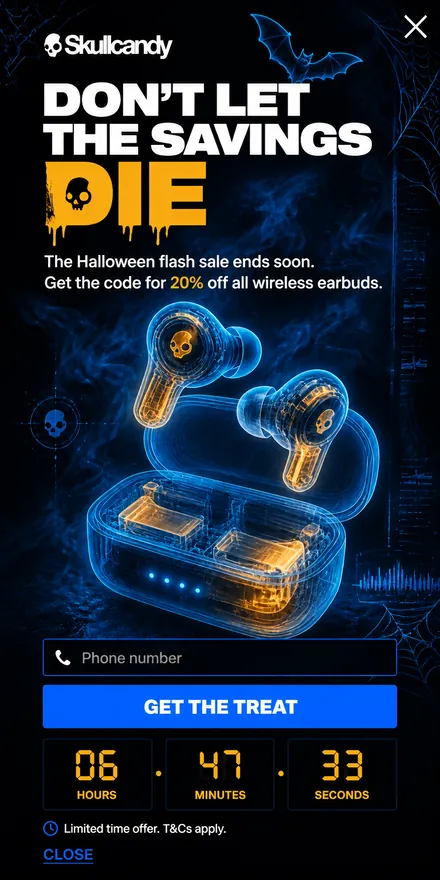 Halloween popup on a phone