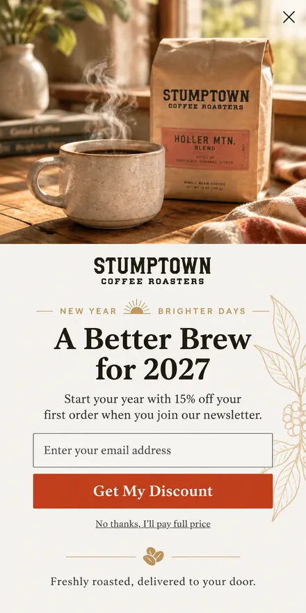New Year popup on a phone