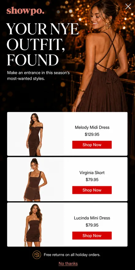 New Year popup on a phone