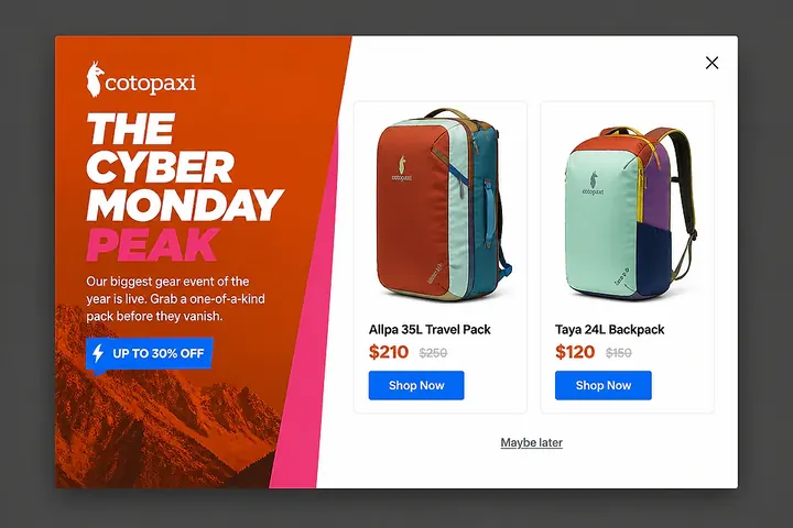Upsell popup concept from the library