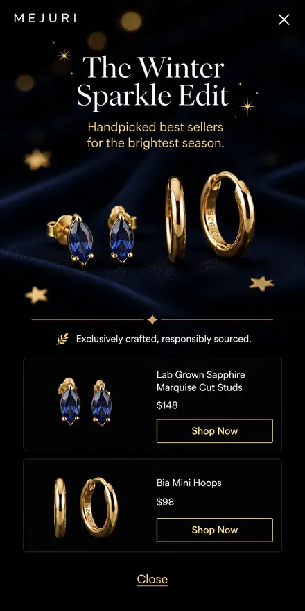 Product recommendation popup on a phone