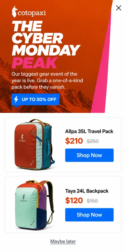 Bestseller recommendation popup on a phone