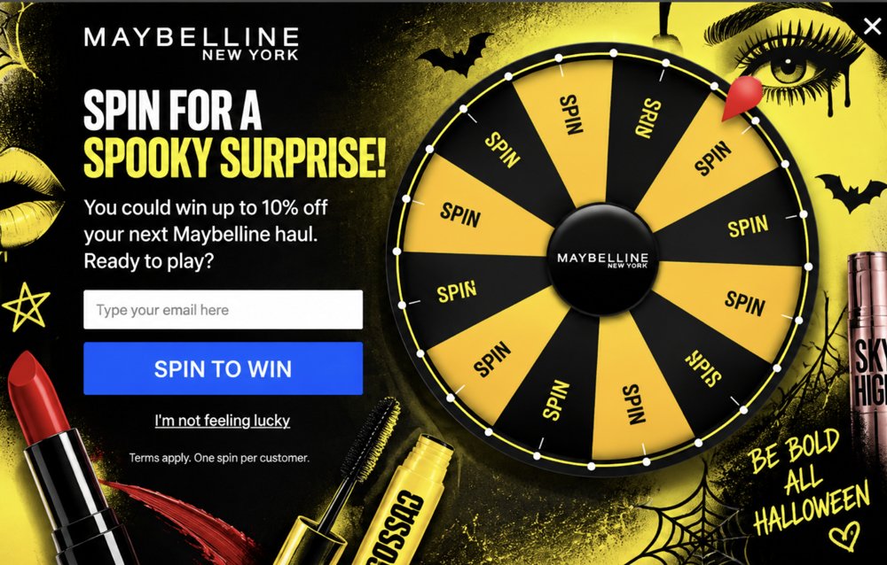 Maybelline Halloween szerencsekerék popup, az ügynök készítette