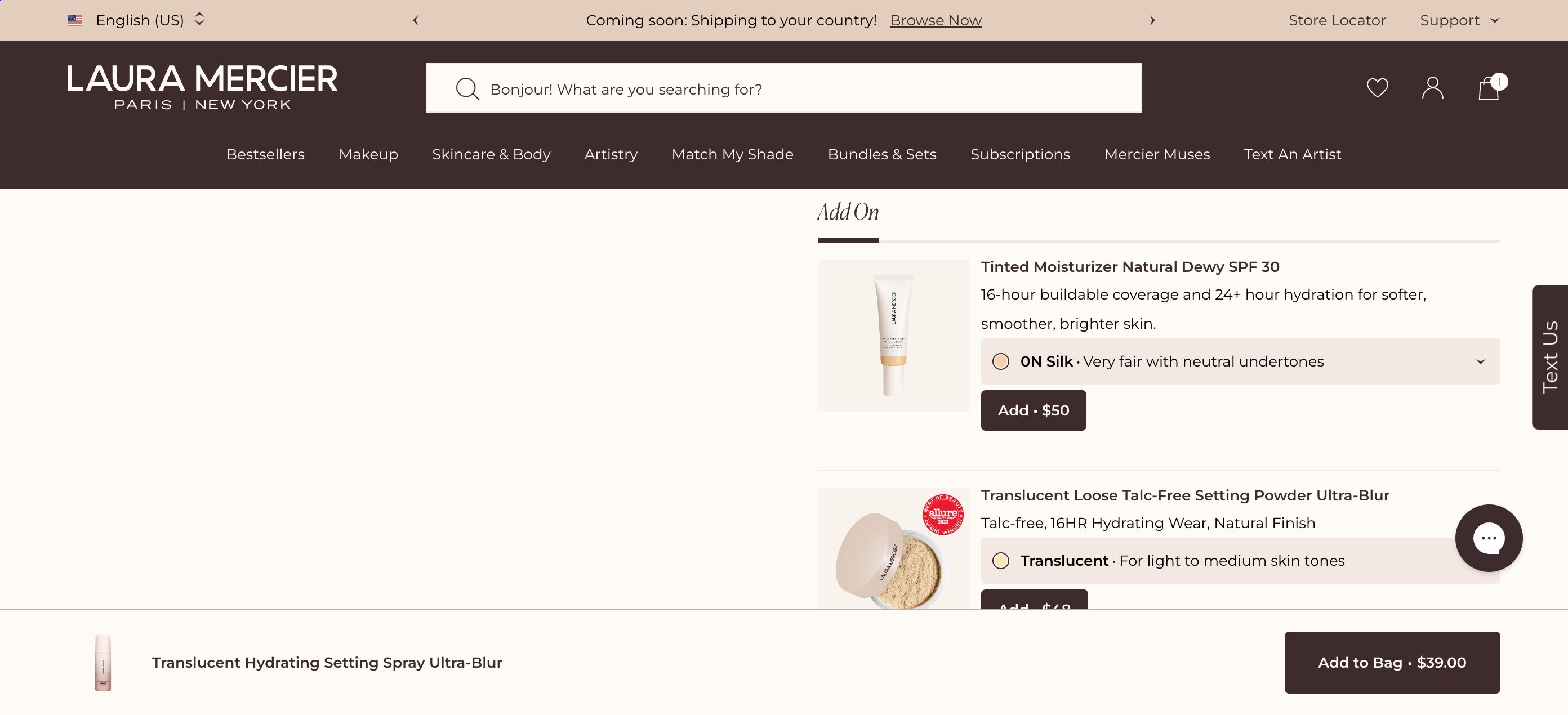 Laura Mercier easy to navigate site, tappable buttons.