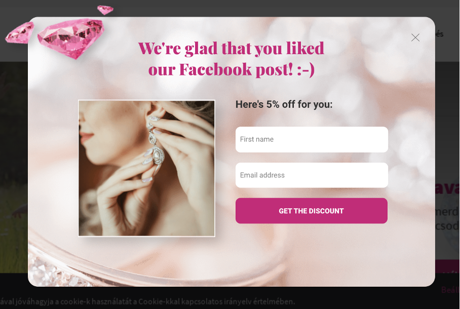 Example of pop-up design using personalization