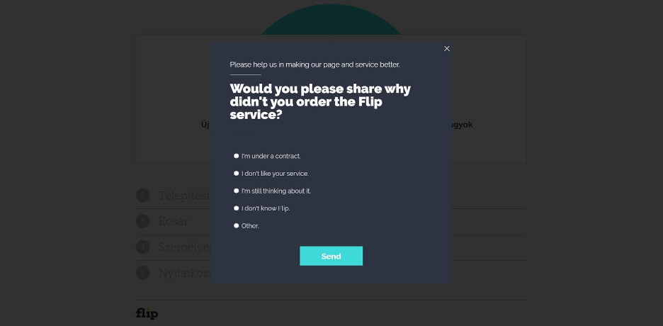 Website pop-ups example to collect feedback