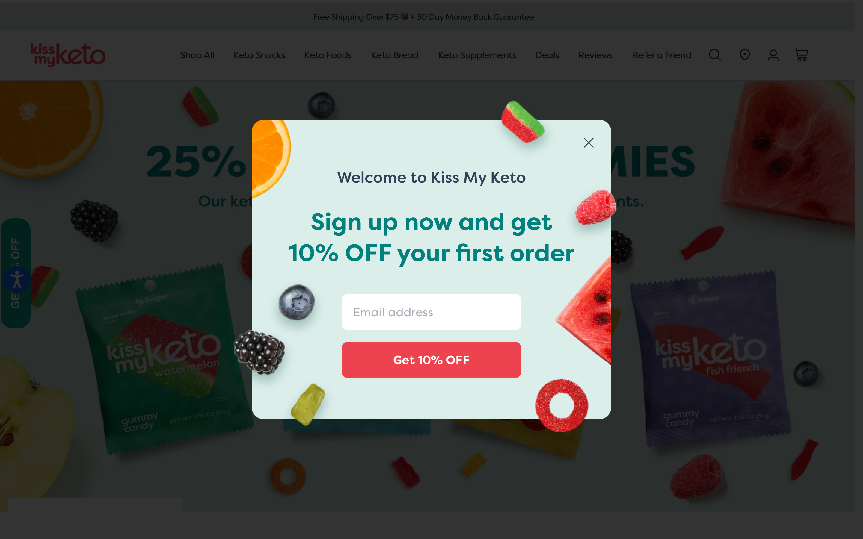 Welcome popup on a landing page