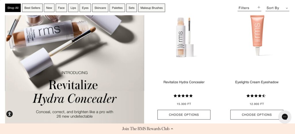 RMS online store easy to shop by category.
