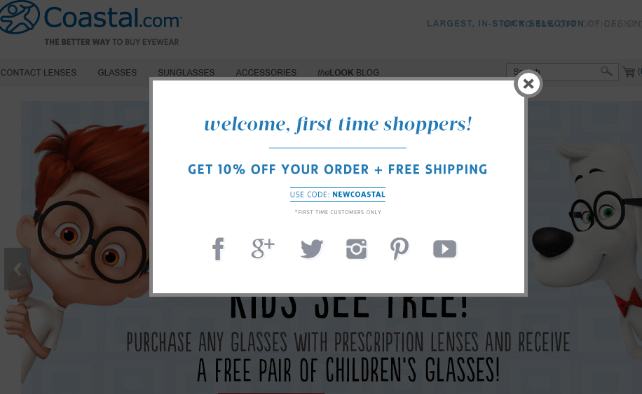 Costal.com encourages sales from first time customers