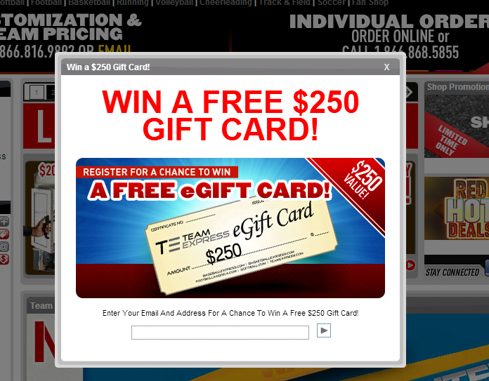 Free gift card sign up form example