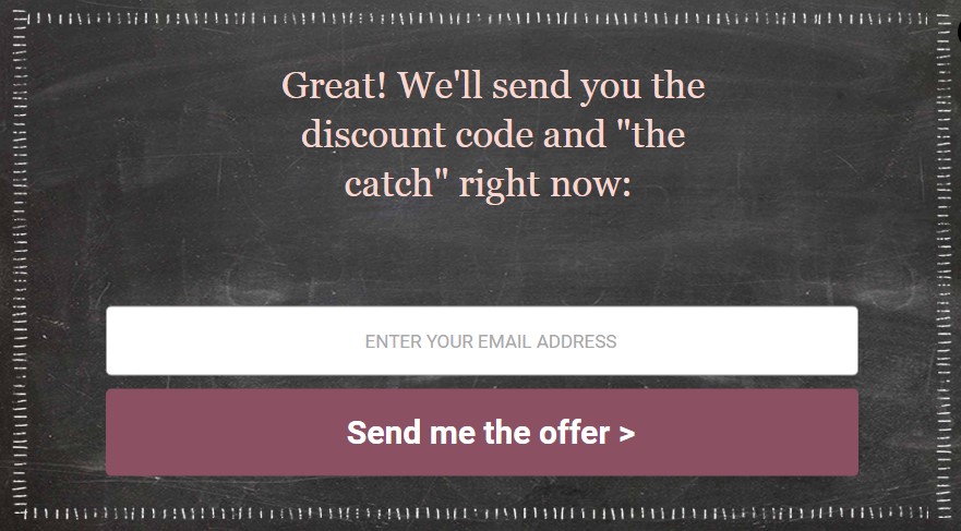 Popup asking for the visitor’s email address