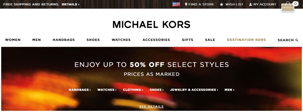 Micheal Kors promotes reduced-price items