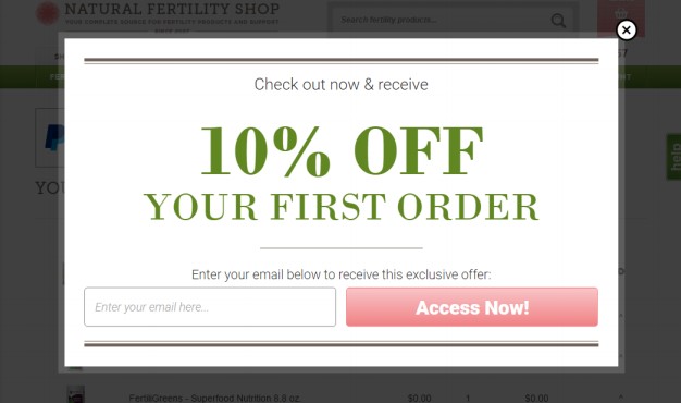 10% off voucher with first order in exchange for an email address