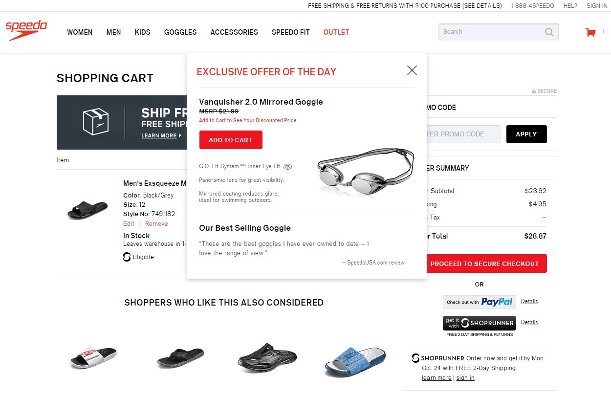 Up-selling and cross-selling examples on a popup