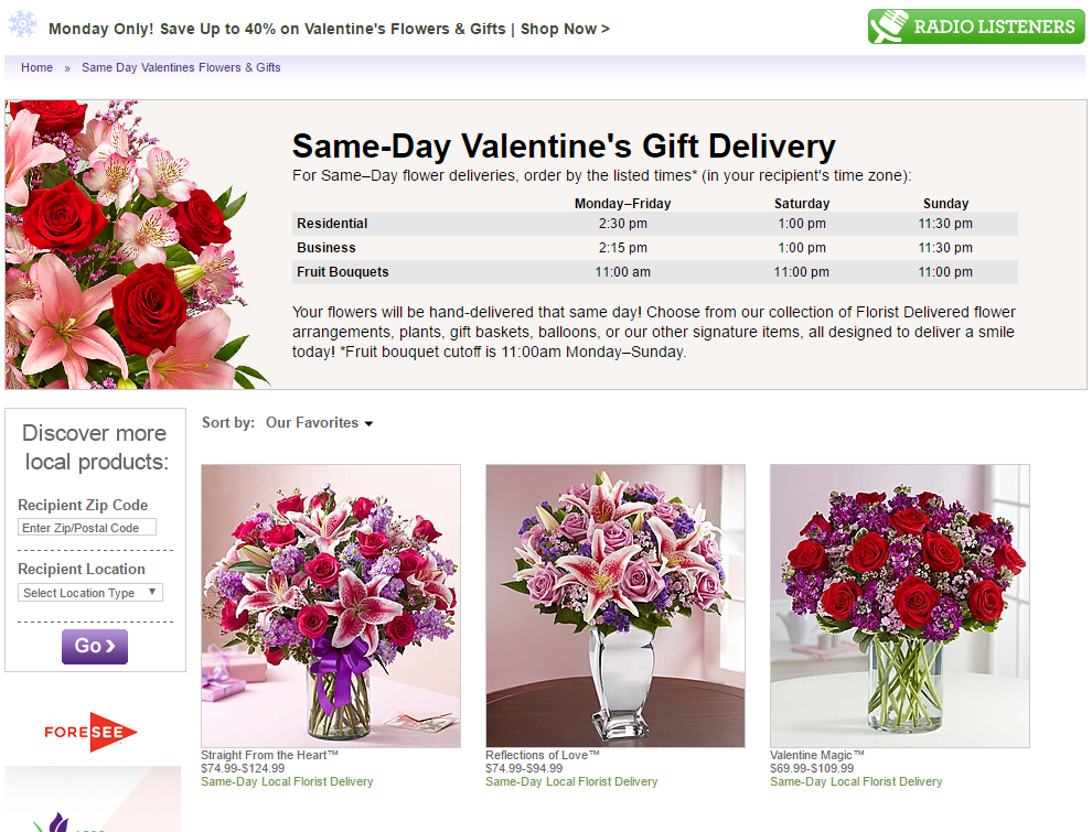 Valentine's day landing page