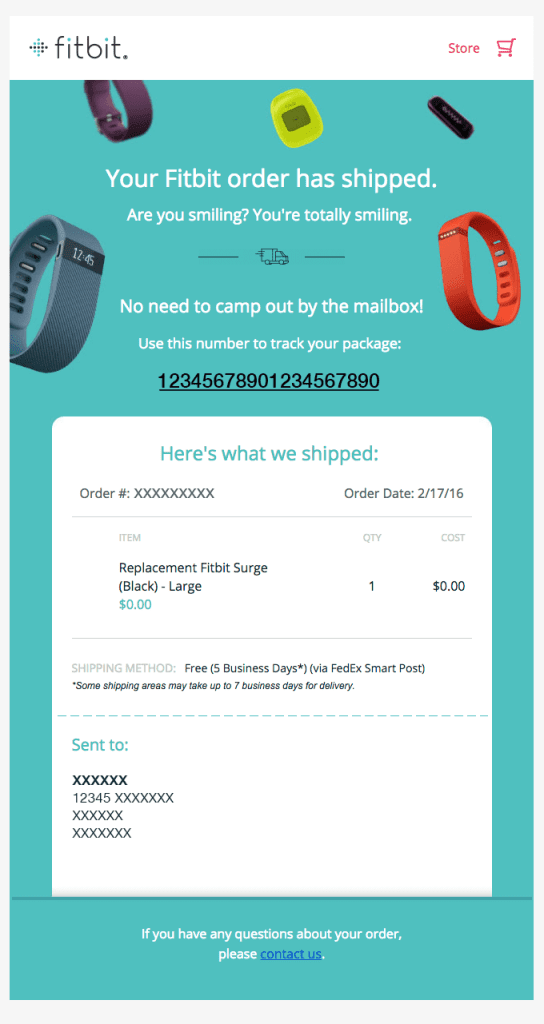 Fun shipping confirmation email