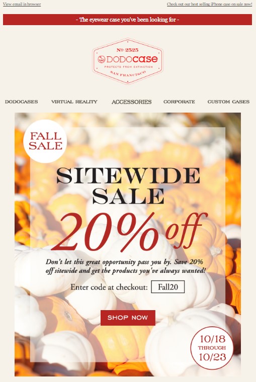 Example for ecommerce emails from DODOcase