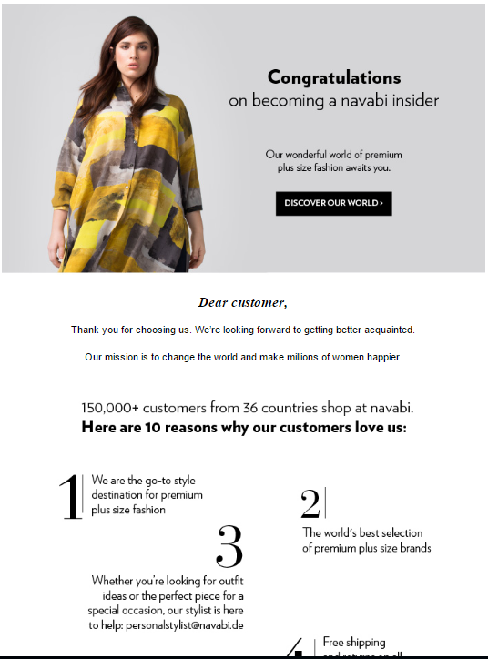 Navabi promotional emails examples