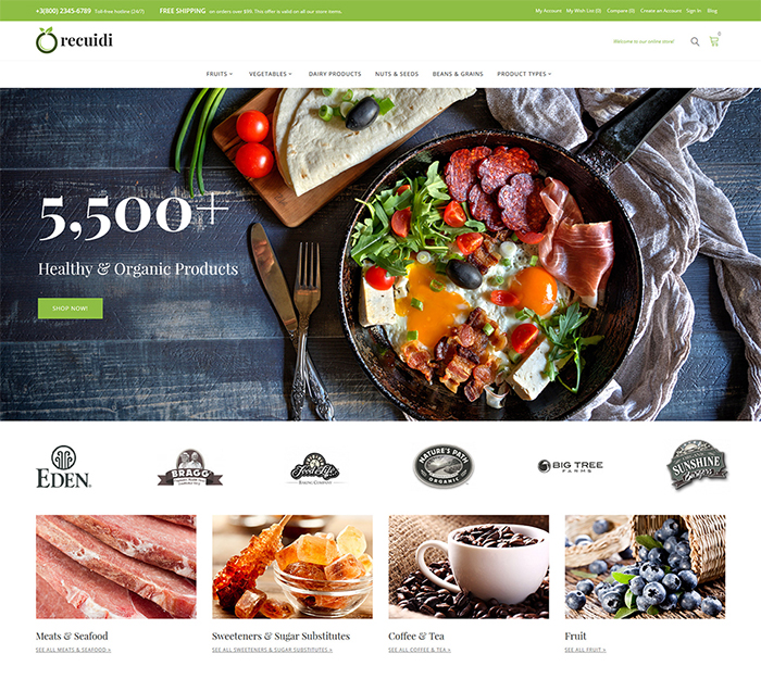 Template with innovative colors for ecommerce websites