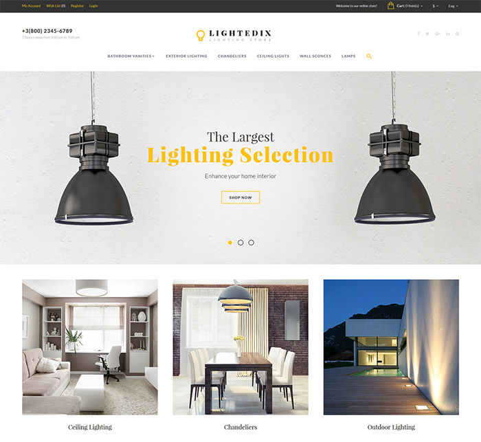Parallax scrolling e-commerce design template