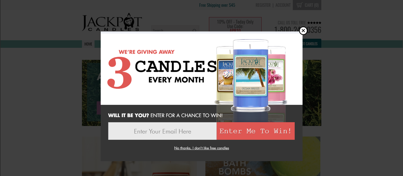 Standard pop-up ad example