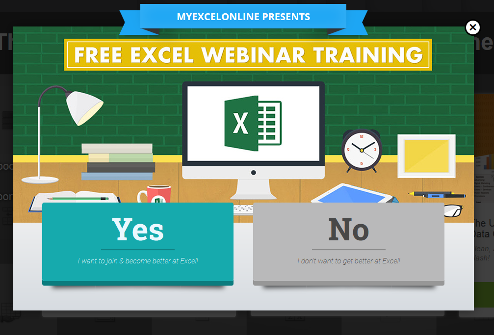 MyExcelOnline popup
