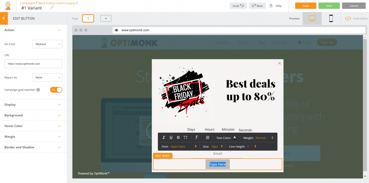 How to Create a Custom Popup by Using OptiMonk