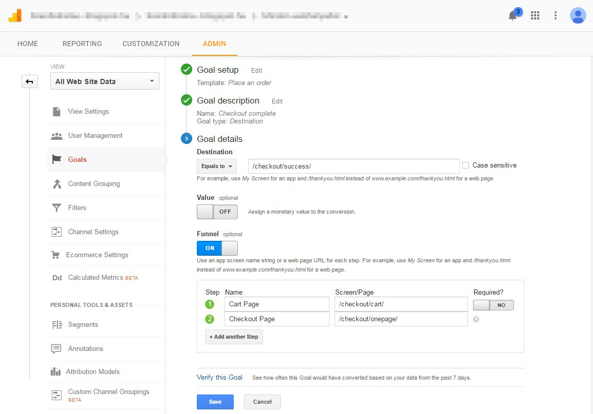 Cart Abandonment - Definitive Guide 8 funnel definition in google analytics - Cart Abandonment - Definitive Guide