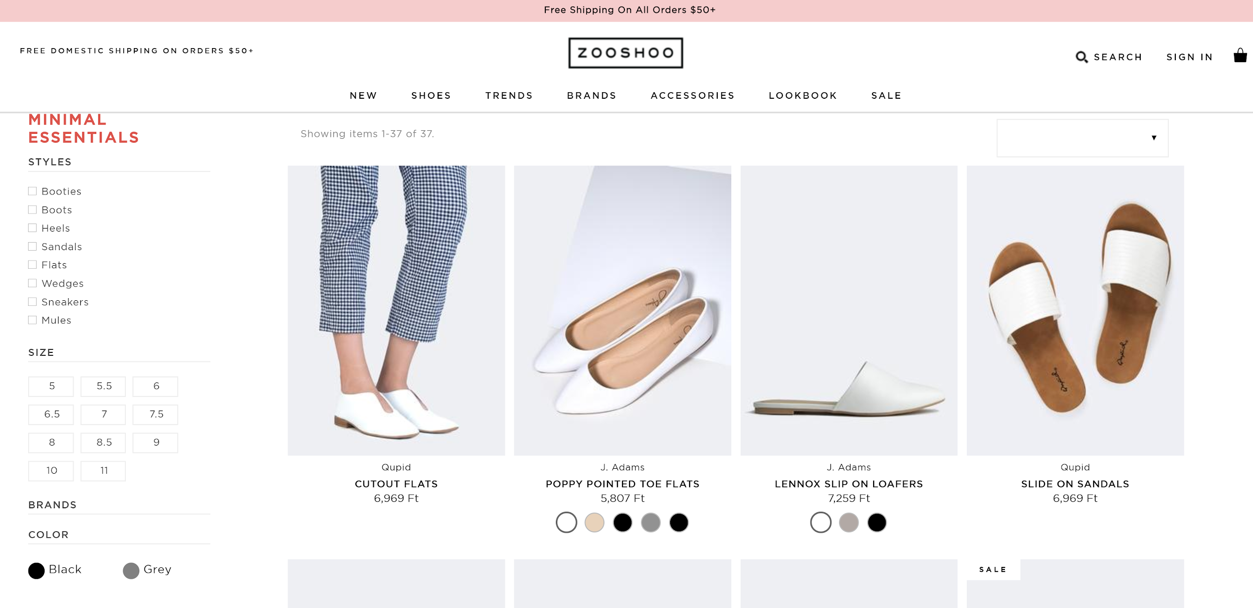 Product listing page (PLP) with a grid view