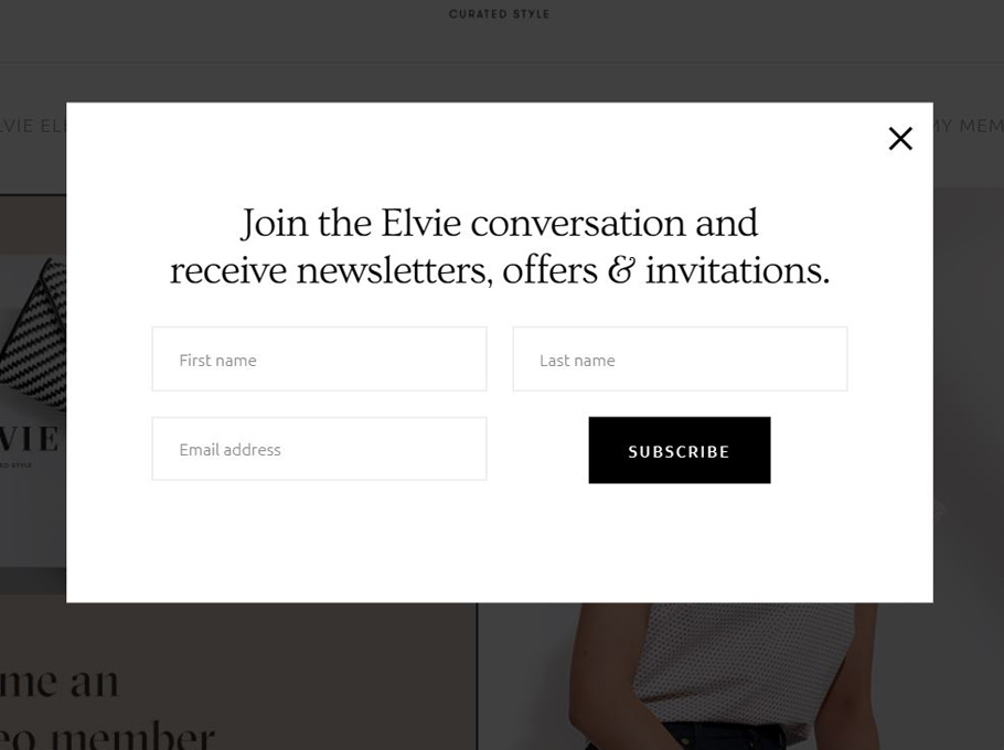 Email subscription popup example