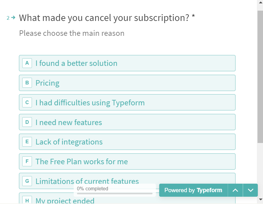 Typeform questionnaire