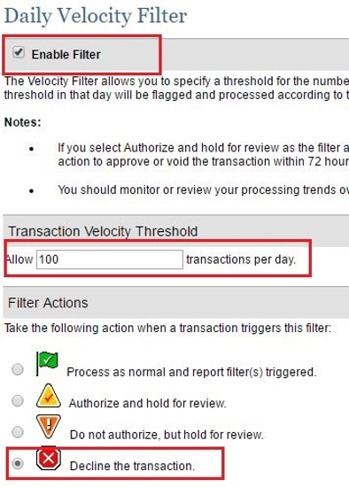 velocity checks