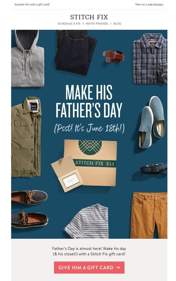 Newsletter idea for Father’s Day from Stitch Fix