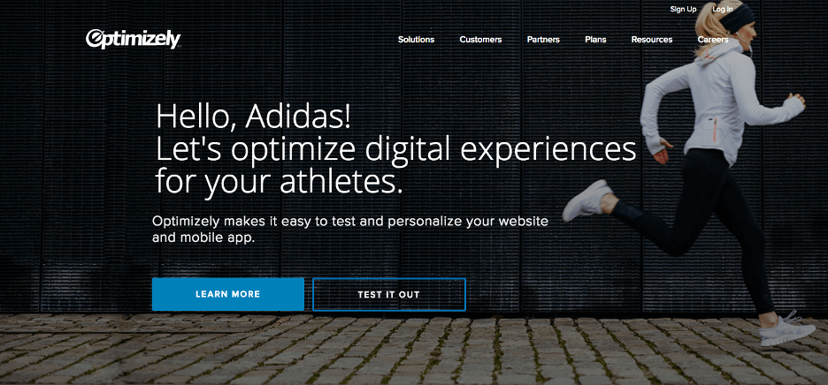 Personalized website example from Optimizely