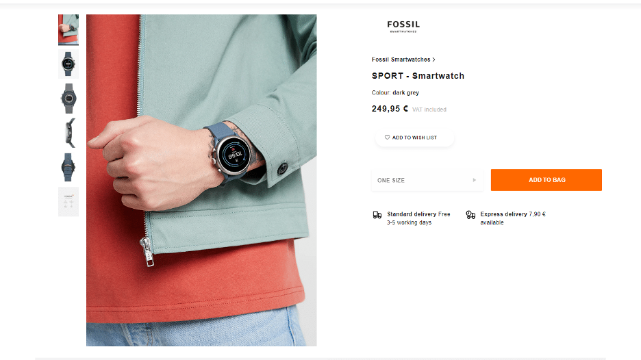 Personalized customer experience example from Fossil