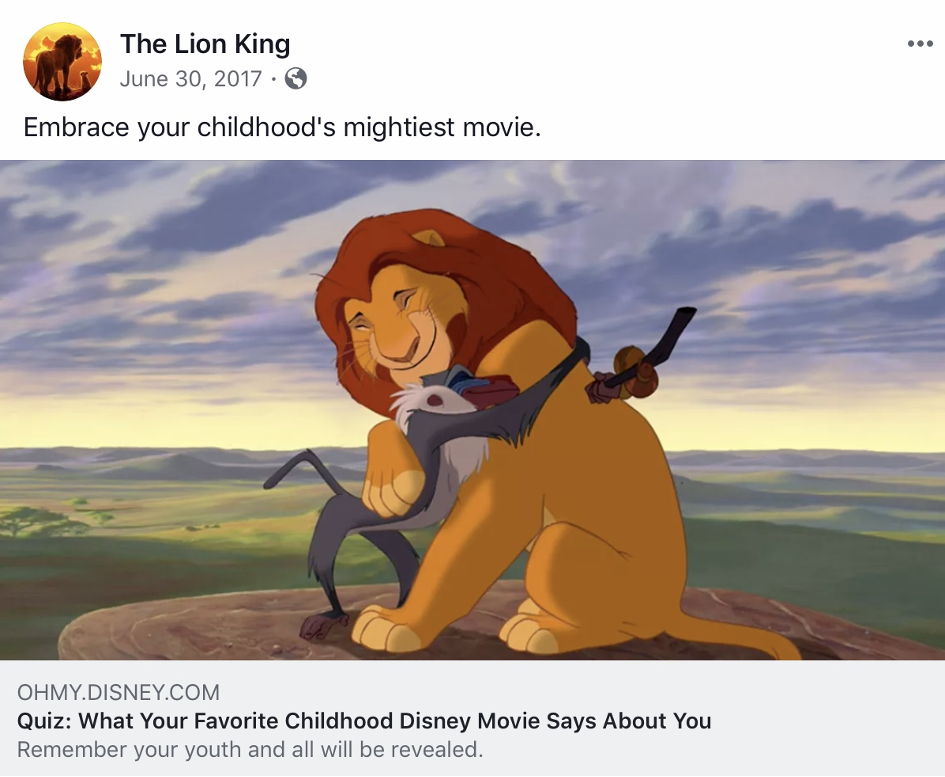 Personality based quiz