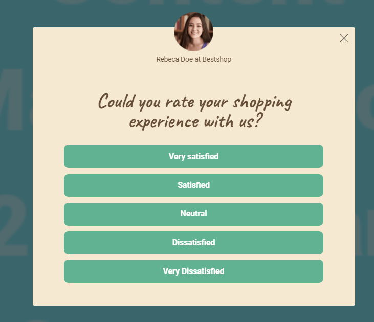 Likert scale question on an OptiMonk popup