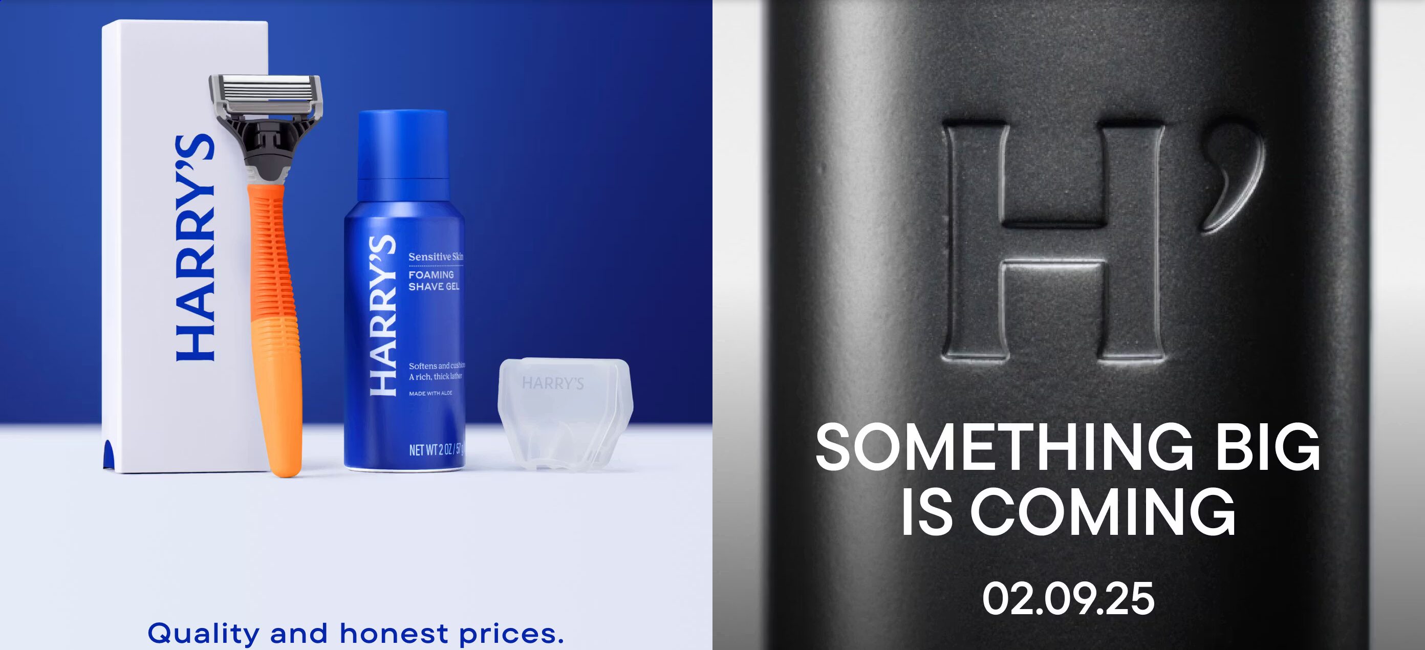 Harry's site promotes new products with clear CTAs.