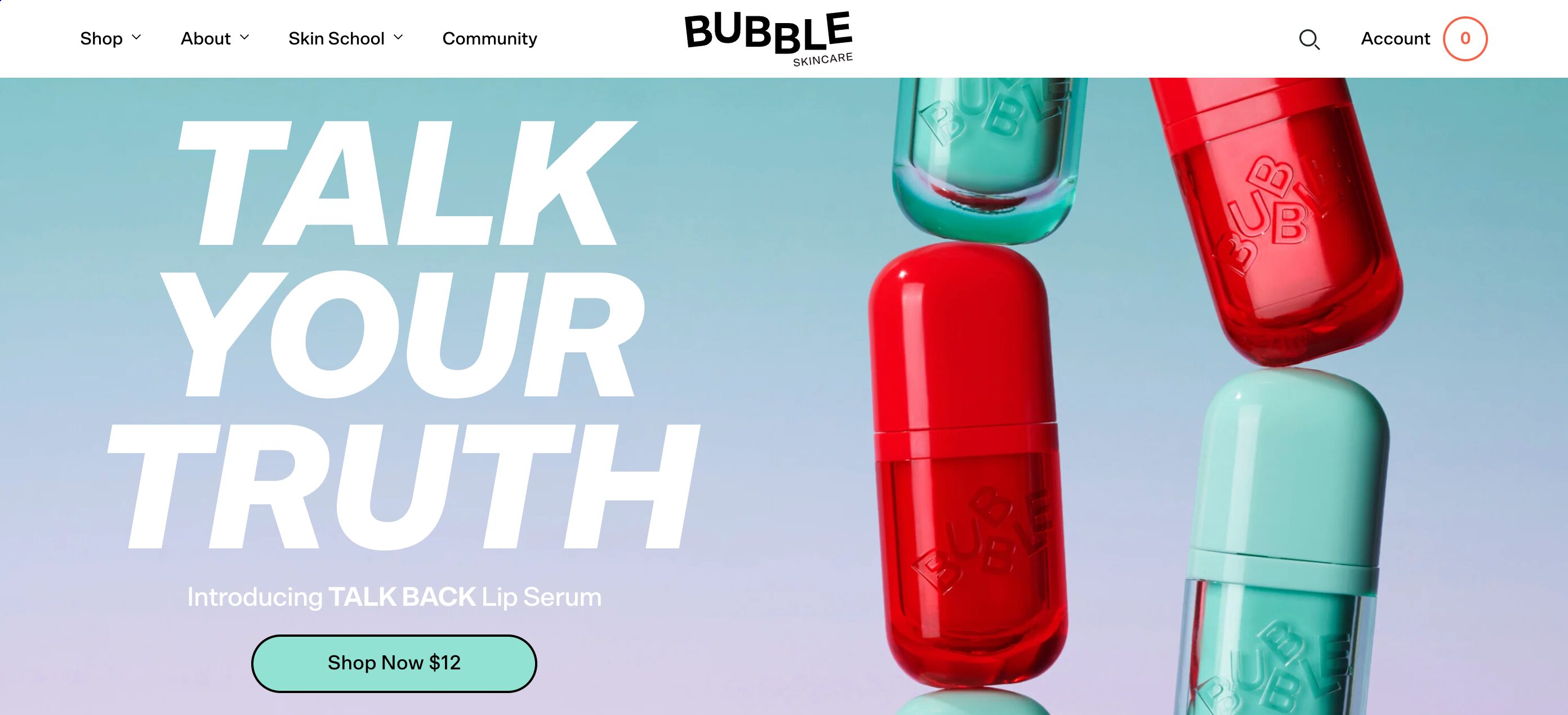 Bubble Skincare offers a playful, interactive website.