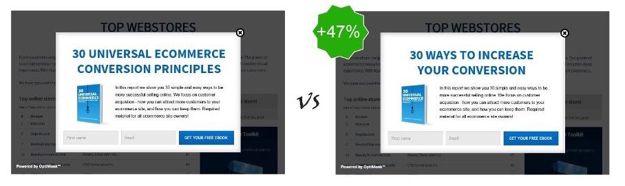 A/B test your exit-intent popups