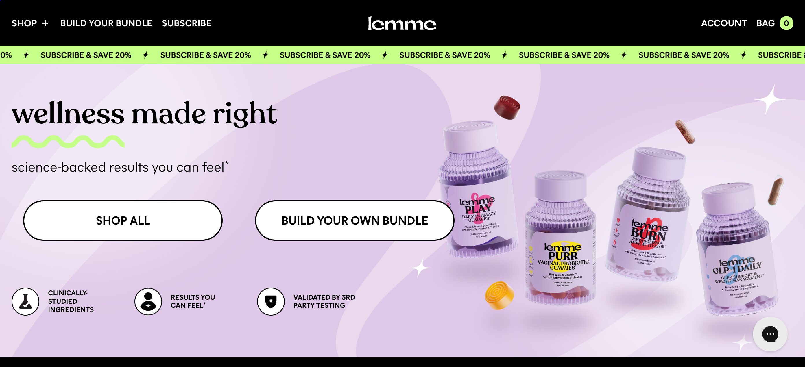 LemmeLive features product images and build your own bundle.