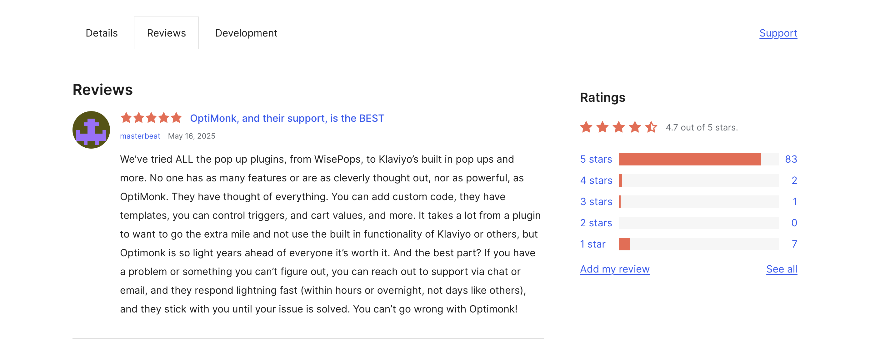Wordpress reviews