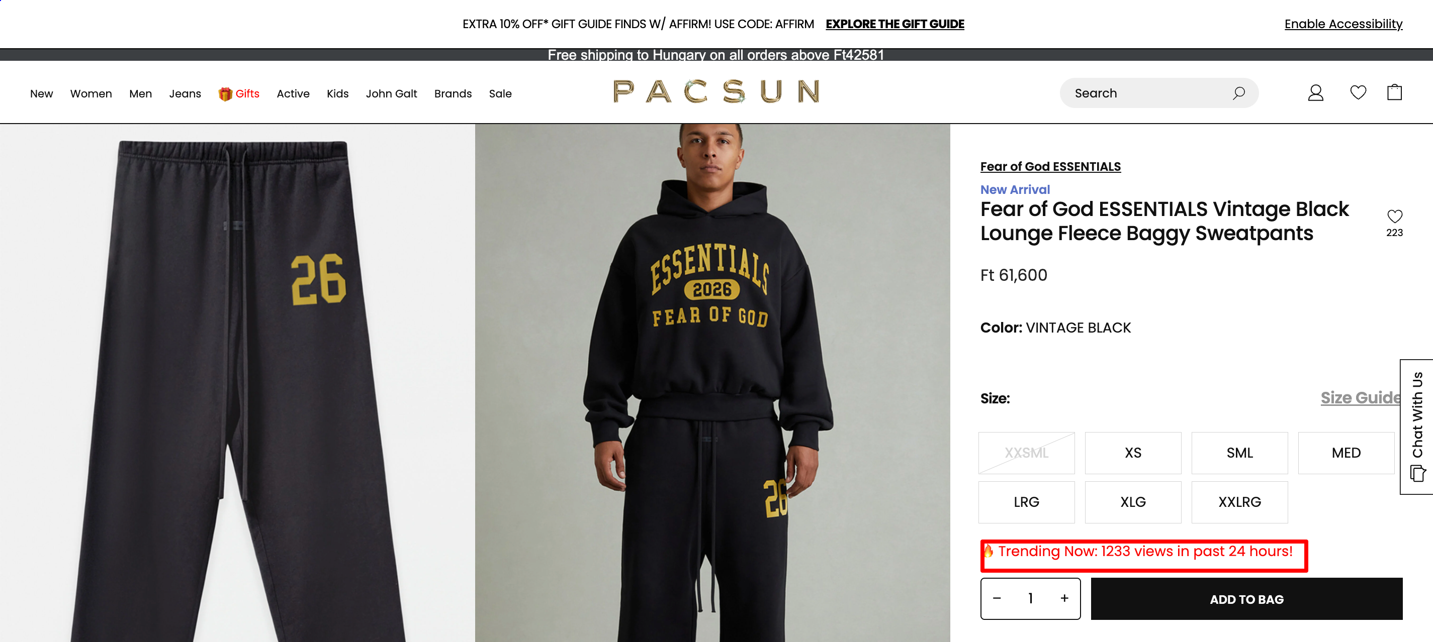 Pacsun product page